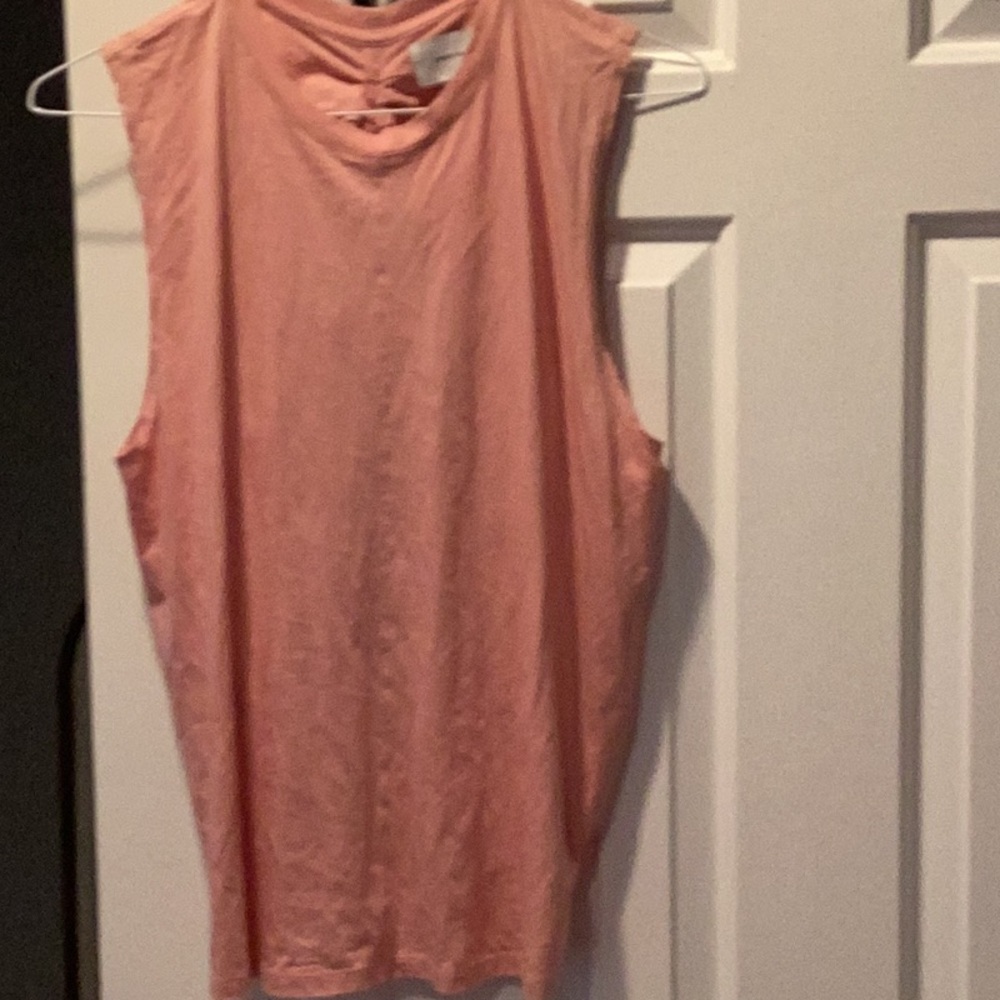 Current/Elliott Pink Muscle Tee with Strappy Neckline